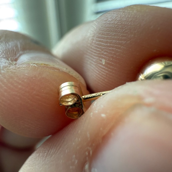 Vintage 14K Marked Stamped Yellow Gold Jewelry Ball Bead Stud Earrings + Backs - Picture 11 of 15